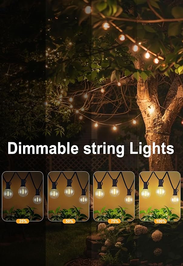 DAMAING Outdoor String Lights 300FT Waterproof Globe String Lights with 150+4 Shatterproof G40 LED Bulbs,Dimmable Connectable Patio Lights String for Hanging Bistro Backyard Gazebo,2-Pack x 150 FT