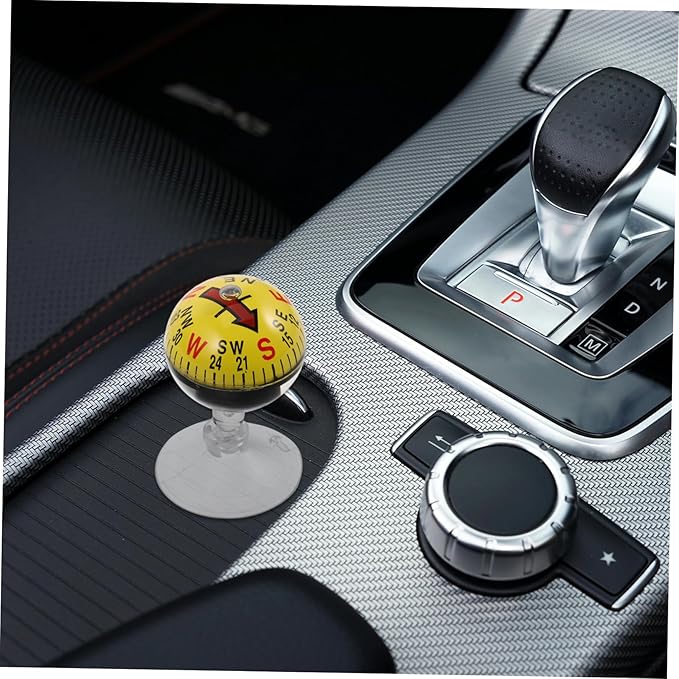 Car Guide Ball Compass with Strong Suction Cup 2.83In Portable Vehicle Compass for Automotive Interior Navigation and Outdoor Use