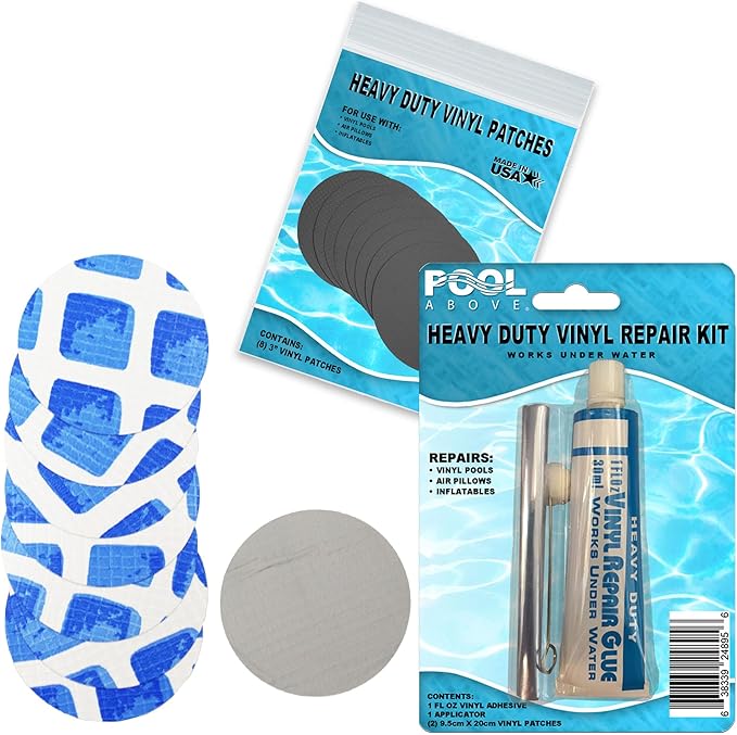 Underwater Pool Repair kit for Frame Set and Ultra Frame Pool | Vinyl Glue and Reinforced Patch Material to Match Your Pool | Grey and White Pool Liner Patch kit