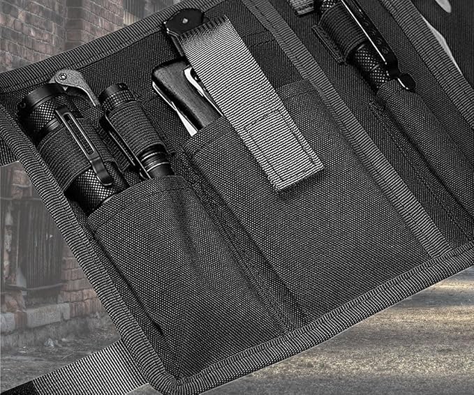 Tactical Map Case Multifunctional Map Pouch with Pen EDC Tool Holder Map Protector Foldable Map Storage Bag with Clear Window for Reading Map while Outdoors or Hiking (Black)
