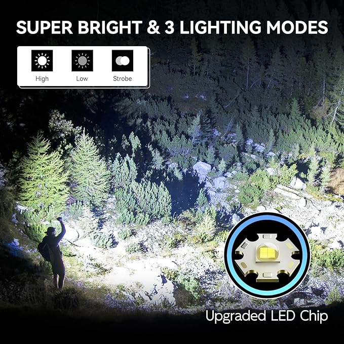 WdtPro Rechargeable Flashlights High Lumens, 2 Pack 10H Long Lasting Super Bright EDC Flashlight, LED Mini Tactical Flash Lights for Camping Emergency, Drop & Water Resistant Brown(Battery Included)