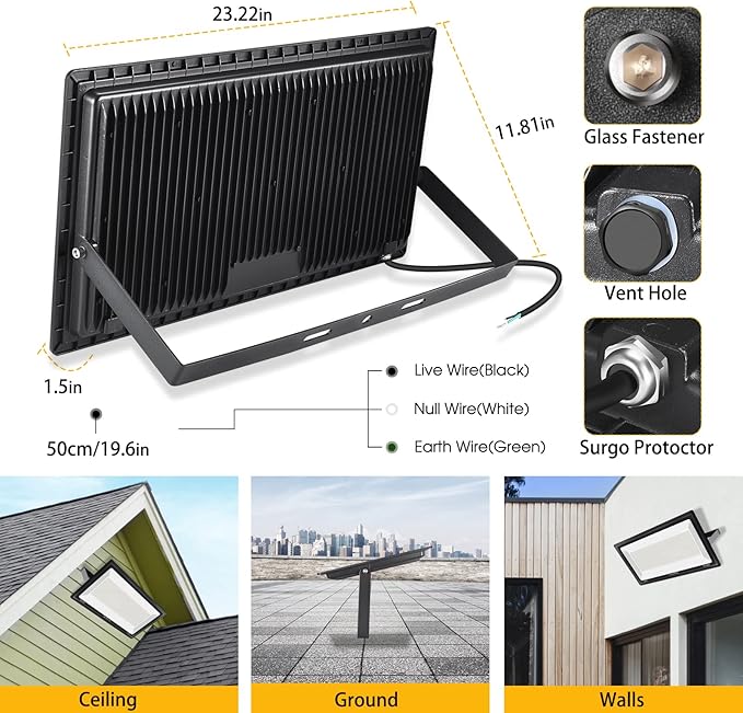 XYCN 500W LED Flood Light,(2750W Equivalent) Super Bright 58,500LM Daylight 5000K IP66 Waterproof Security Outdoor LED Arena Lights,Commercial Lighting Floodlight for Backyard|Court|Stadium|Fields