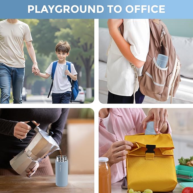 【Upgraded】Exllena Small Insulated Water Bottle 8 oz/250ml– Mini Insulated Water Bottle for Hot & Cold Drinks, Perfect Small Water Bottle for Travel, Purse...(Greyish Blue)