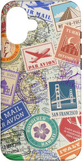World Map Travel Passport Stamps Postage Stamp Case for iPhone 16