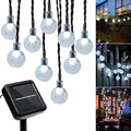 Outdoor Solar String Lights, 46FT 66LED 8Modes Crystal Solar Powered Christmas Fairy String Lights Waterproof for Outside Yard Fence Easter Holiday Party Porch Garden Decor(Pure White)