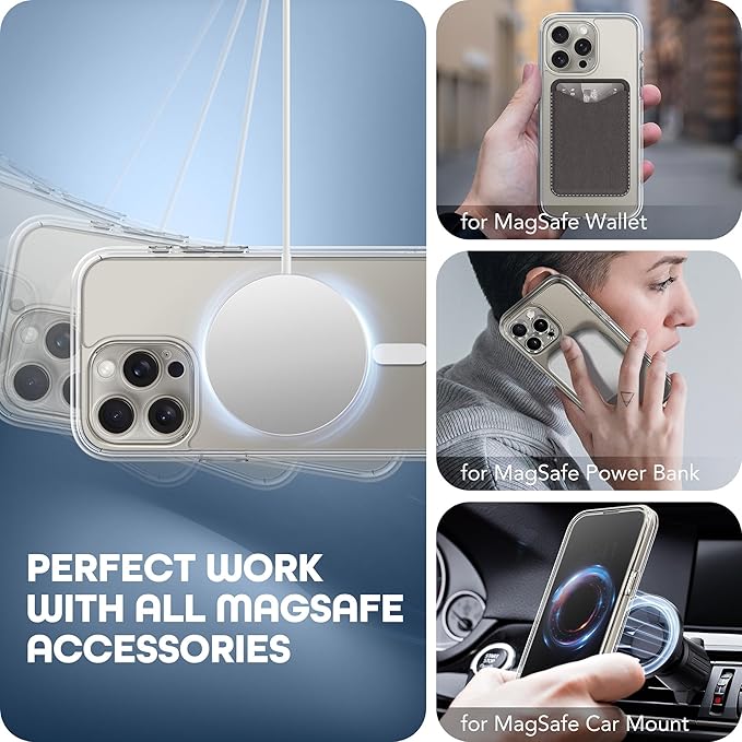 TIESZEN for iPhone 15 Pro Case, Compatible with MagSafe, Built-in Privacy Screen Protector and Camera Protection, Anti Spy Full Body Dustproof Shockproof Hard Phone Case 6.1", Clear