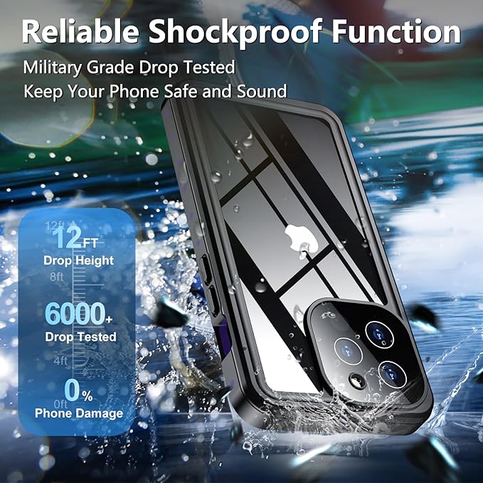 SPIDERCASE for iPhone 13 Pro Case Waterproof, Built-in Lens & Screen Protector, Full Heavy Duty Protection, 12FT Military Shockproof, Dustproof, Anti-Scratched Phone Case,Purple