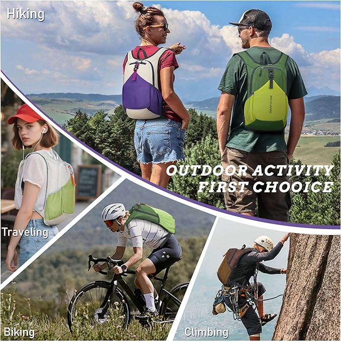 BECOJADDE 20L Small Hiking Backpack for Men Women Foldable Packable Back Pack Ultralight Hiking Daypack for Travel Camping Outdoor, Olive Green
