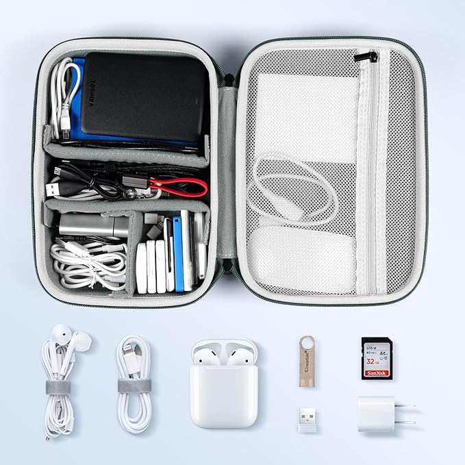 EVA Electronic Accessories Storage Case Large Shockproof Waterproof Storage Bag for Electronics Organizer Portable Cable Storage Bag for Travel or Work (Black, Double Layer)