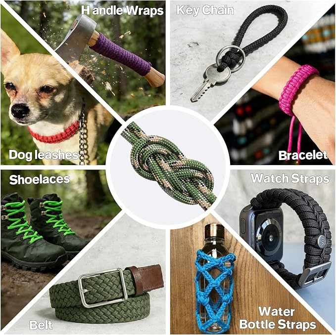 HOKENITY Paracord Rope 750 - Parachute para Cord 4mm 11 Strand Spool Rope Utility Nylon String for Outdoor Camping Survival Utility Tent Crafting DIY Projects - Camo Green 500ft