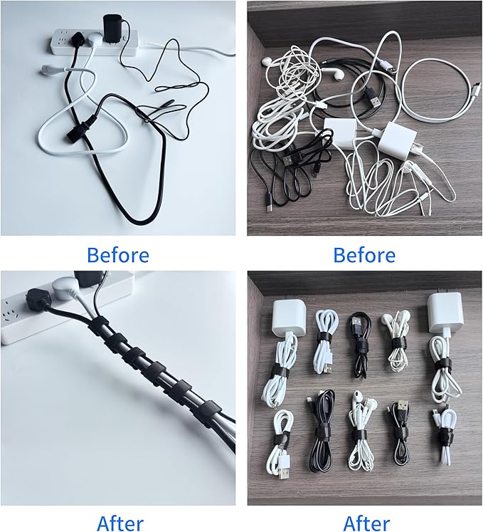 200 PCS 6 Inches Black Reusable Cable Ties, Adjustable Cord Straps, Cable Organizer, Cord Wrap and Hook Loop Cords Management,Adjustable Cord Ties for Organizing Home,Office,Garden,Data Centers