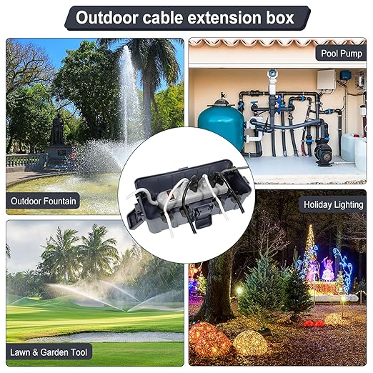 [2 Pack] Outdoor Electrical Box Waterproof, OUTDSPLY Medium Outdoor Electrical Box (11.6x5.2x4.1 inch) w/ 6 Cable Entry, Weatherproof Connection Box for Power Strip, Plug, Timer, Holiday Lights, Black