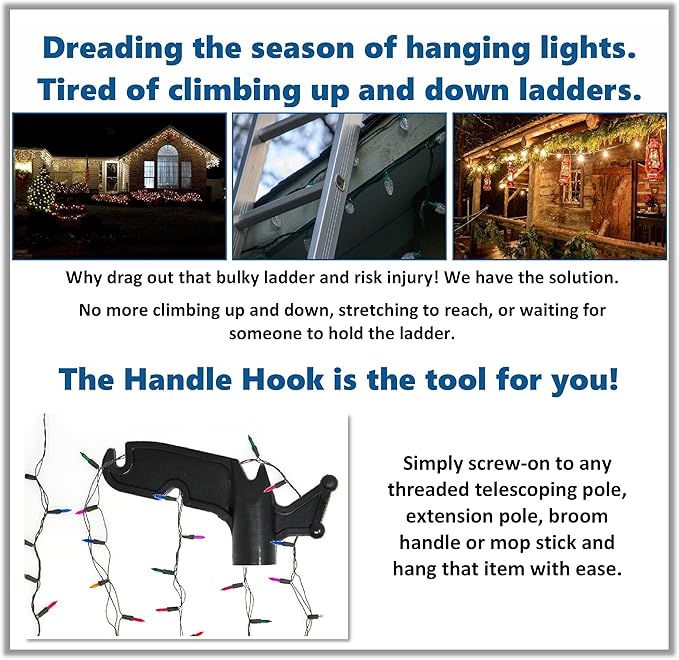 JSP Manufacturing Multi-Purpose Plastic Utility Hook Screw On Pole Attachment (Pole NOT Included) - Hang Christmas Lights, Bird feeders, Sting Lights, Ropes, Boat Lines (2, Yellow)