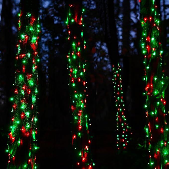 TW SHINE Christmas Mini String Lights, 20FT 100 Count Incandescent Mini Christmas Tree Lights, Waterproof Xmas String Lights for Outdoor Indoor Home Party Yard Decorations, Red and Green