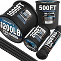 1200 Paracord Rope - 4.4mm 14 Strand Nylon Parachute Spool para Cord Lanyard for Outdoor Camping Survival Utility Tent Crafting DIY Projects Fishing Clothsline Bracelet - Black 1000FT