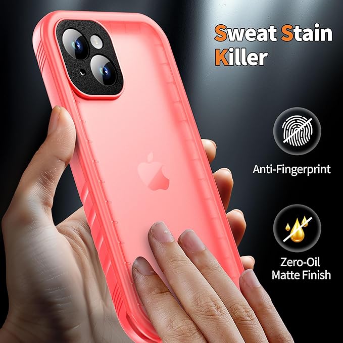 Cozycase for iPhone 15 Waterproof Shockproof Dustproof Case - Heavy Duty/360 Full Body/Military Grade/Protective/Rugged 【8FT Drop Proof】 Built in Screen/Camera Protector with Lanyard Pink
