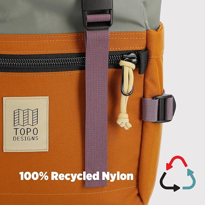 Topo Designs Rover Pack Classic - Laptop Tablet Daypack for Commutes, Day Trips, Hikes, Iconic Denver Design, PFAS-Free, Fair Trade, BlueSign Backpack (Stone Blue/Ash Green)