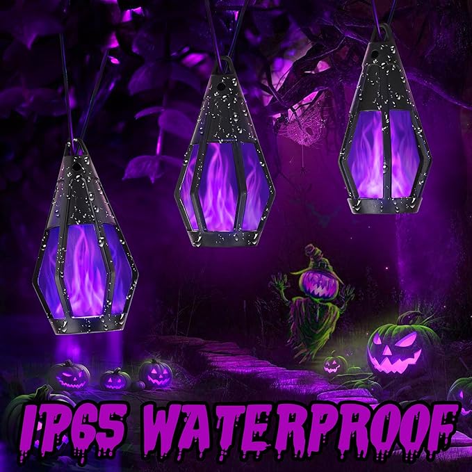 Solar String Lights for Outside, 21Ft Solar Patio Lights with 10 Flickering Flame Light Bulbs, Waterproof Purple Solar Powered Outdoor Lights for Garden Yard Patio Gazebo Bistro Cafe Porch Party Decor