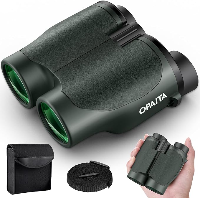 Compact Binoculars for Adults High Powered - OPAITA 20x32 Small Binoculars for Adults Kids with Low Light Vision for Bird Watching Hunting Cruise Ship Travel Concert Hiking Gifts for Men Women Green