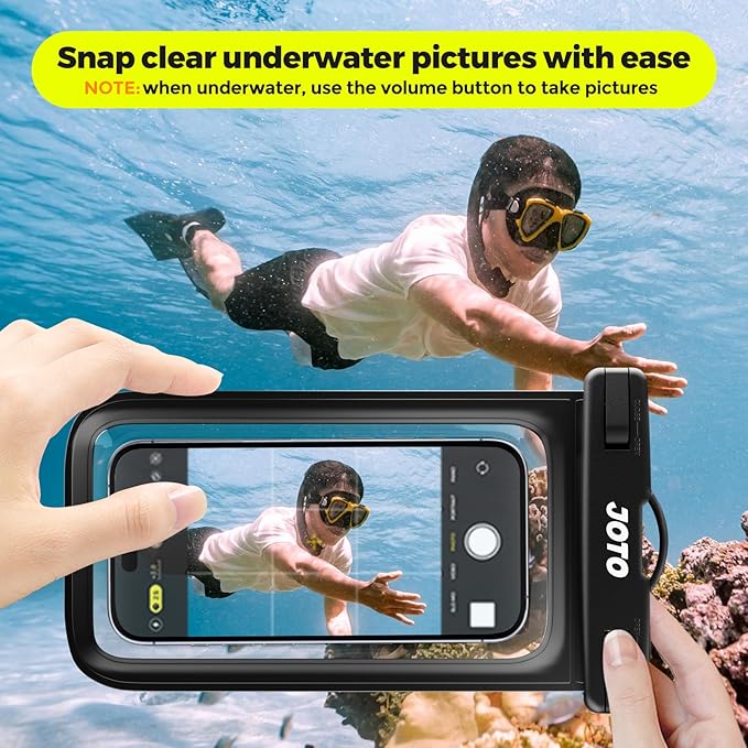 JOTO 2 Pack Universal Waterproof Phone Case for iPhone 17 Air 16 15 14 13 12 11 Plus Pro Max, IPX8 Cellphone Dry Bag XR X SE, Galaxy S23 S22 S21 S20+ S20 S10 Plus Note, Pixel up to 7" -Black, Clear