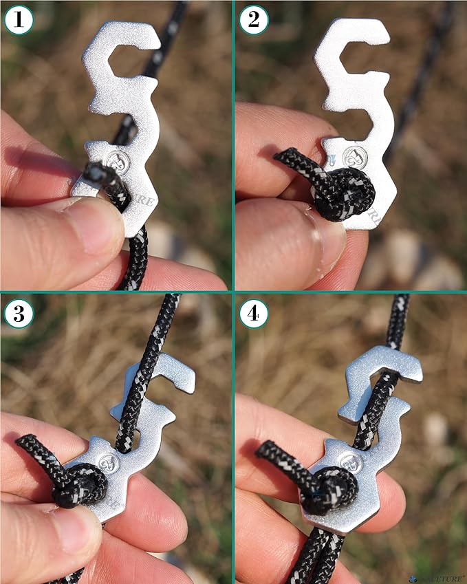 NACETURE Aluminum Alloy Rope Tensioner Tent Guyline Cord Adjuster for Camping, Hiking, Backpacking