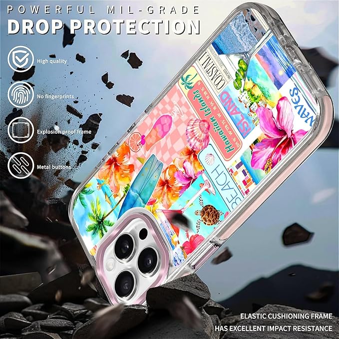 Case for iPhone 13 Pro,[Compatible with MagSafe],Coastal Beach Cover Coquette Collage Phone Case Design，for Women Girls Magnetic Clear Cover - Slim, Sleek, & Shockproof Protection