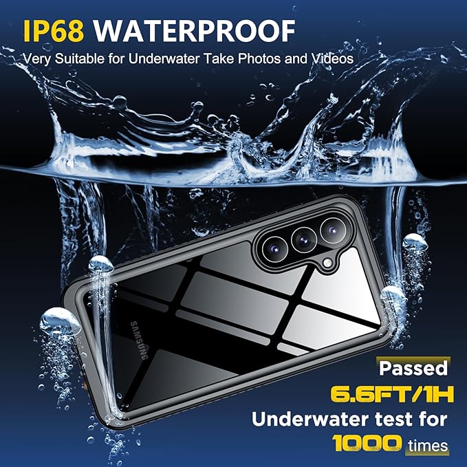 SPIDERCASE Designed for Samsung Galaxy S26 Case Waterproof,Built-in Screen & Camera Lens Protector[IP68 Underwater] [Military Grade Shockproof] Full Body Protection Phone Case,Black/Clear