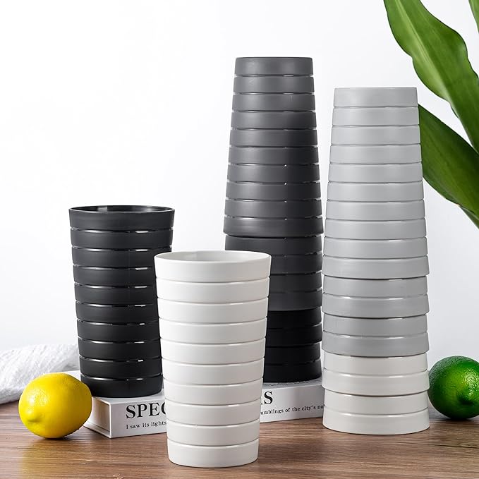 KX-WARE Mixed Drinkware 22-ounce Plastic Tumblers/Drinking Glasses/Party Cups/Iced Tea Glasses Set of 12 Dark Grey | Unbreakable, Dishwasher Safe, BPA Free