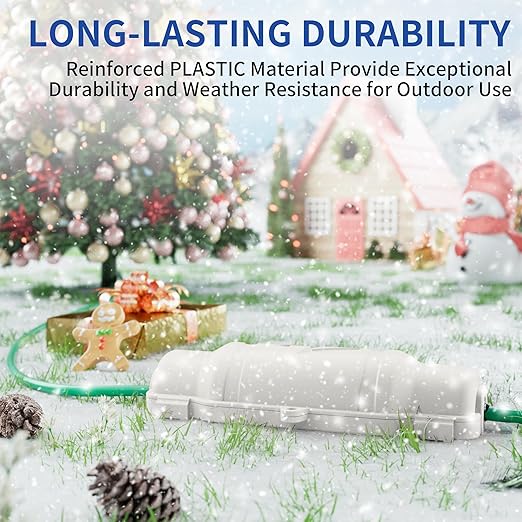 3 Pack Outdoor Extension Cord Safety Cover with Waterproof Seal IP54 Water-Resistant, Weatherproof Electrical Connection Box with 2 Latches, Plug, Socket, Holiday Decoration Light, White