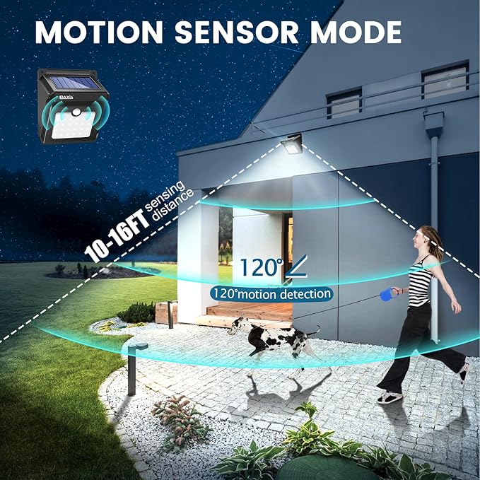 BAXIA TECHNOLOGY Solar Outdoor Lights Wireless Security Motion Sensor Solar Lights Outdoor Waterproof for Front Door,Backyard,Steps,Garage,Garden (400LM,4 Packs)