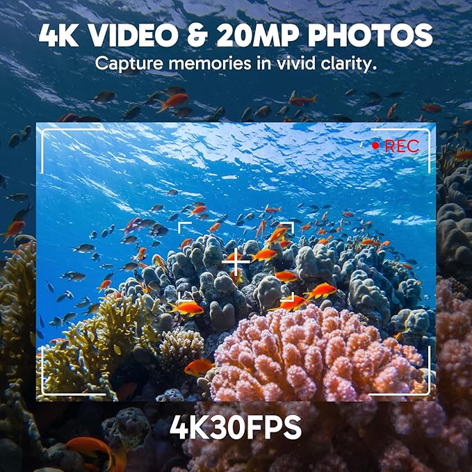 AKASO EK7000 Pro 4K30fps Action Camera with Touch Screen EIS 131ft Waterproof Underwater Camera Remote Control 5X Zoom with Helmet Accessories Kit (with 128GB MicroSD Card)
