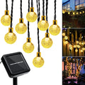 Outdoor Solar String Lights, 46FT 66LED 8Modes Crystal Solar Powered Christmas Fairy String Lights Waterproof for Outside Yard Fence Easter Holiday Party Porch Garden Decor(Warm White)
