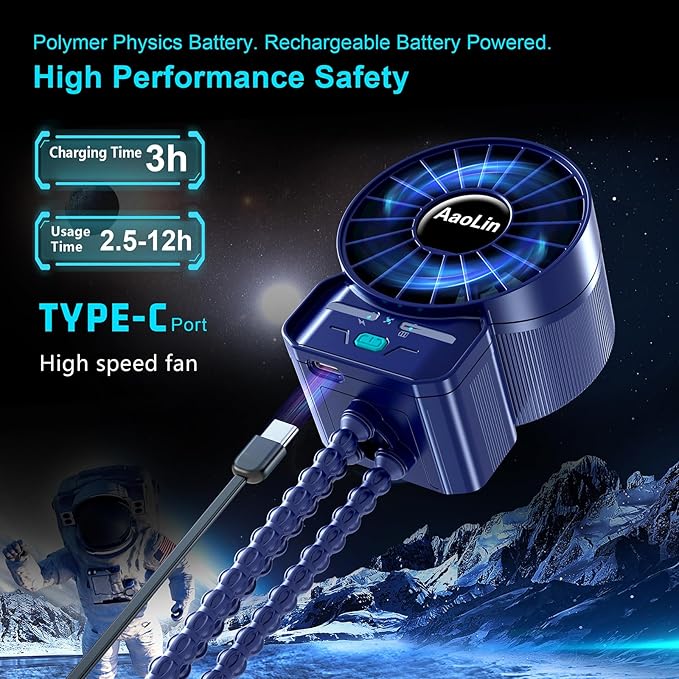 multifunctional USB rechargeable portable stroller small fan 4 speed 6600rpm high speed mini small handheld cooling fan extended flexible tripod for desktop wrap crib bike treadmill car kids gift