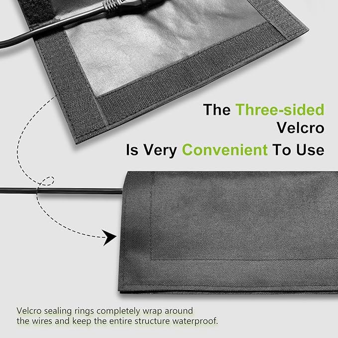 (Not Plastic) 3Pack Outdoor Extension Cord Safety Cover,10x5 Inch,600D Canvas Material Waterproof,Cord Connection Protector with Super-Sticky Hook & Loop,Outdoor Plug Cover Weatherproof for Outlet