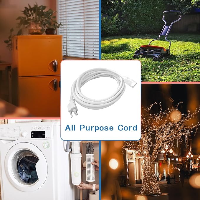 Indoor Outdoor Extension Cord 6 FT, 16/3 SJTW Weatherproof Grey Electrical Cords, 13 AMP Heavy Duty 3 Prong Power Cable Great for Garden, Landscaping & Holiday Decorations, 2 Pack