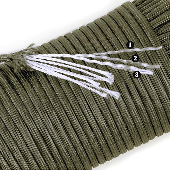 Paracord 550 lb, 7 Strand Paracord Rope 250ft 4mm, Nylon Parachute Cord for Camping, Olive Green
