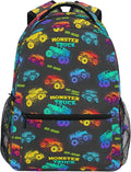 Wamika Monster Truck Kids Backpack Blue Racing Cars School Backpacks Boys Girls Preschool Book Bag