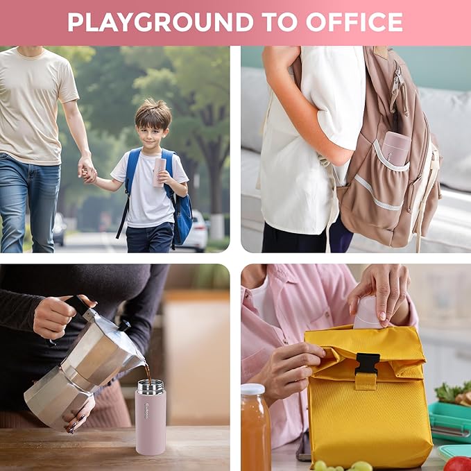 【Upgraded】Exllena Small Insulated Water Bottle 8 oz/250ml– Mini Insulated Water Bottle for Hot & Cold Drinks, Perfect Small Water Bottle for Travel, Purse...(Pink)