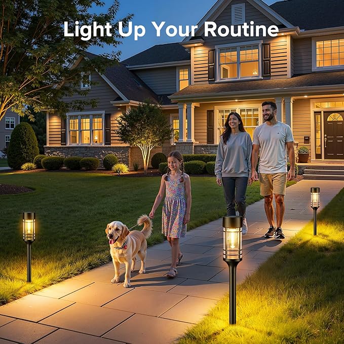LETMY Solar Pathway Lights Outdoor, 8 Pack Solar Lights Outdoor Waterproof IP65, Bright Solar Garden Lights Outdoor, Auto On/Off Outdoor Solar Lights for Yard Walkway Driveway Landscape Garden Decor