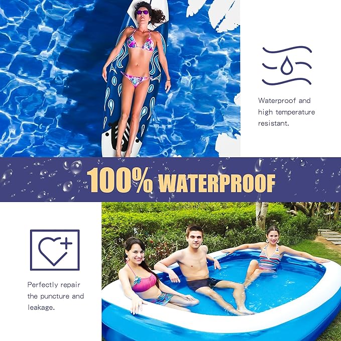 Breliter Inflatable Patch Repair Kit - Waterproof TPU Pool Repair Tape, Heavy Duty Repair Patch for Air Mattress, Bounce House, Inflatable Toys, Tent, Swimming Ring - 10 Packs of 4in x 4in, Square