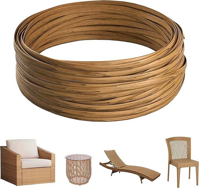 520 Ft Wicker Repair Kit, Plastic Wicker Replacement Material, Faux Rattan Supplies for Patio Furniture Sofa Chair Repair (Light Wood Grain)