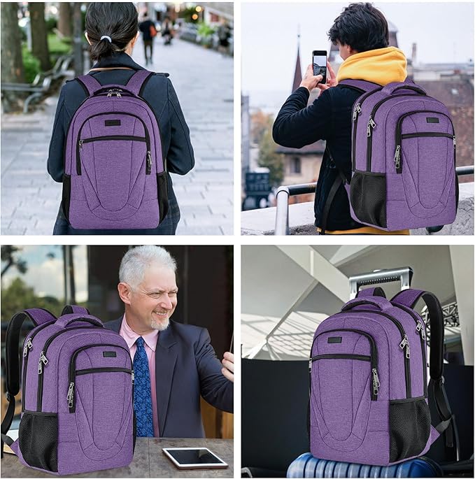 BIKROD Backpack for Men Women, Backpacks for School Teen Boys, Business Anti Theft Slim Sturdy Back Pack, Adult Computer Bag Gift 15.6 IN Laptop, Purple