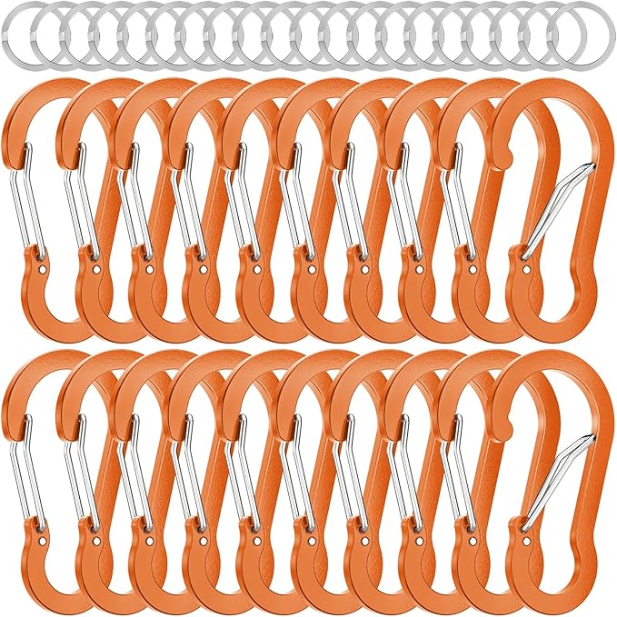 sprookber 2" Small Carabiner Clip, D Ring Caribeener, Spring Snap Hook for Keychain Multipurpose, Set of 20