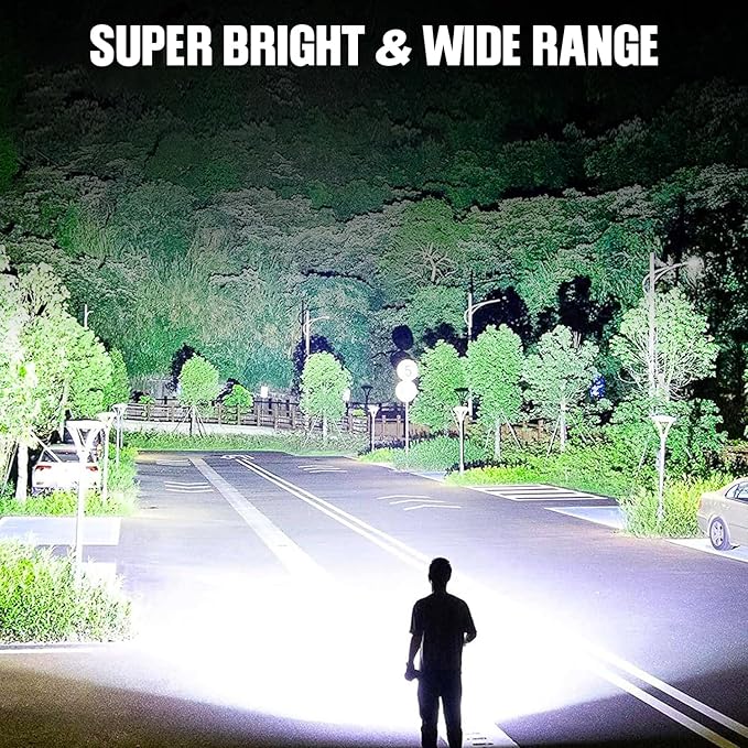 BERCOL Flashlight LED Rechargeable Flashlights High Lumens, 99,000 LM Super Bright Powerful Flashlight, High Powered Flash Lights Waterproof Handheld Flashlights for Home Camping Hiking(2 Pack)