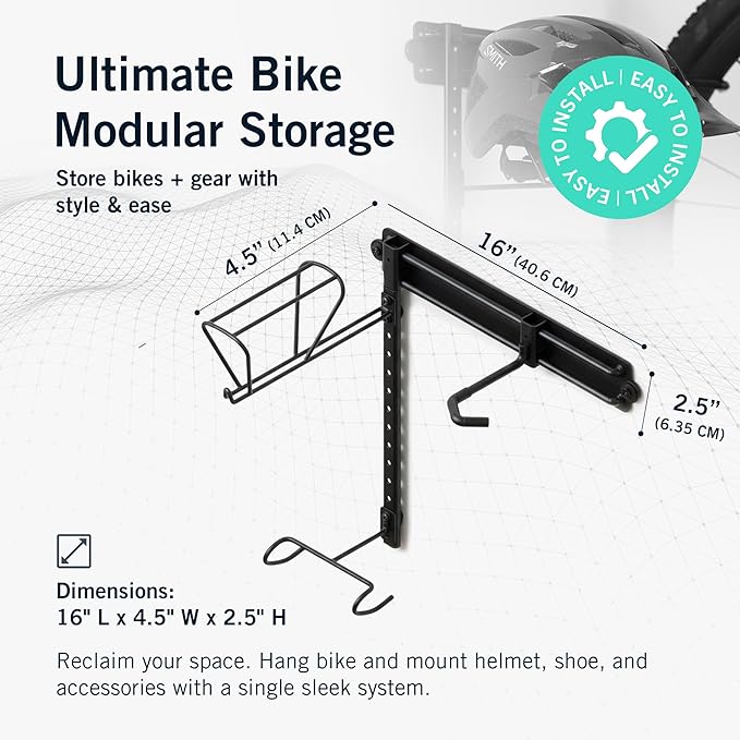 StoreYourBoard BLAT Bike Wall Mount - Bike Hanger for Garage, Space-Saving Vertical Bike Stand for Secure Bike Storage, Adjustable Wall Mounted - Fits Most Road, Mountain & Hybrid Bikes - Single