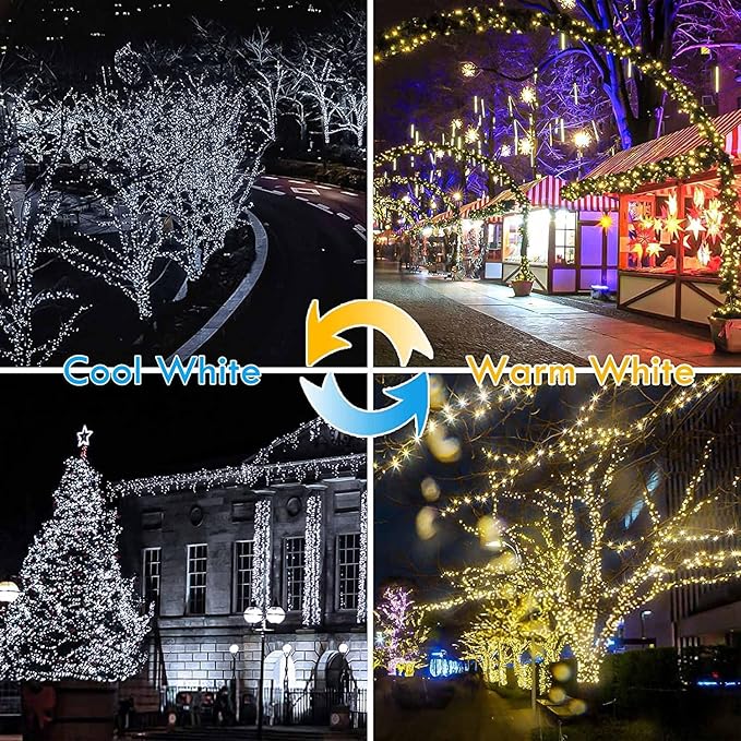 Warm White ⇋ Cool White 66Ft 200LED Christmas Fairy Lights Plug in with Remote, Waterproof String Lights Outdoor Indoor 8 Modes with Timer, Twinkle Lights for Girl's Room Garden Christmas Decorations