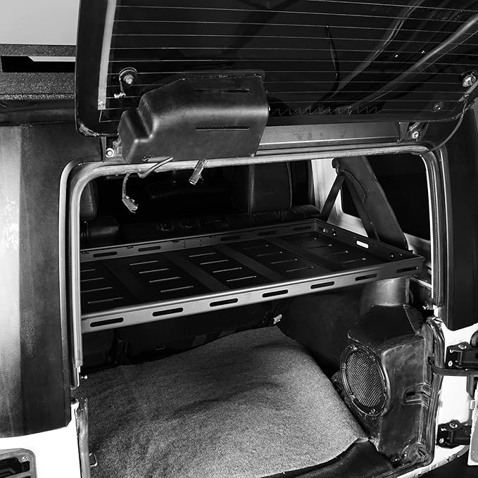 Hooke Road Rear Trunk Cargo Rack Basket Tray for 2007-2026 Jeep Wrangler JK JL 4-Door Hardtops, Sturdy Steel Shelf for Camping Trip Gear