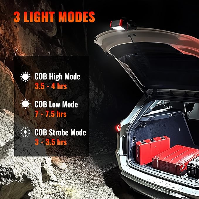 Easymaxx LED Rechargeable Work Light with Clamp, 2100LM COB Magnetic Clip on Worklight 270° Rotating with Mobile Charger, Portable Clamp Work Light for Boats, Car Repairing, Job Site Lighting
