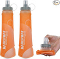 MARCHWAY Soft Hydration Flask with Wide Mouth, 300ml/500ml Collapsible TPU Water Bottle, Leakproof Portable Flexible for Running, Hiking, Cycling, Climbing, Gym, Travel (2pcs Orange 300ml)