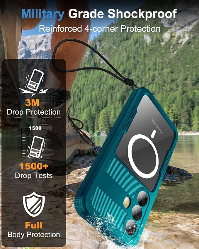 for Samsung Galaxy S25+ Plus Waterproof Case, [Fit for Magsafe] [IP68 Water Proof] [Built-in Screen Protector], Magnetic Heavy Duty Military Grade Rugged Phone Case for S 25+ Plus 6.7", Teal